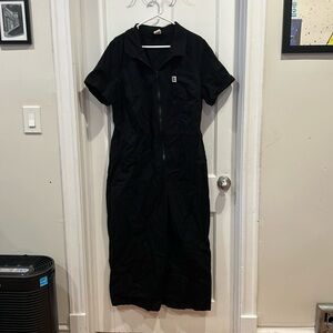 Lucy and yak Ragan black cotton jumpsuit with cuffed sleeves